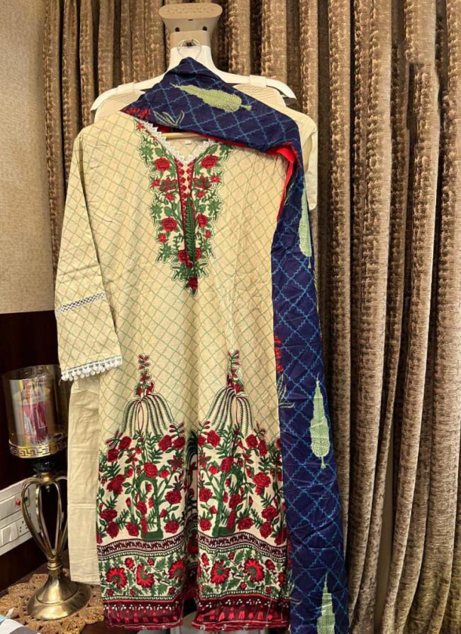 Cotton Yellow Traditional Wear Printed Readymade Pakistani Suit